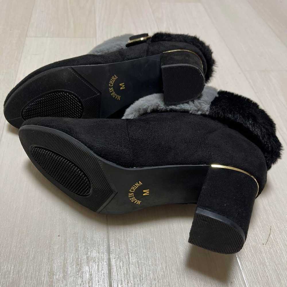 Black-gray boots with fur, 7cm heel. - image 4