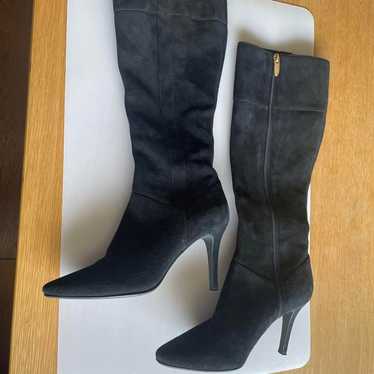 Black suede long boots