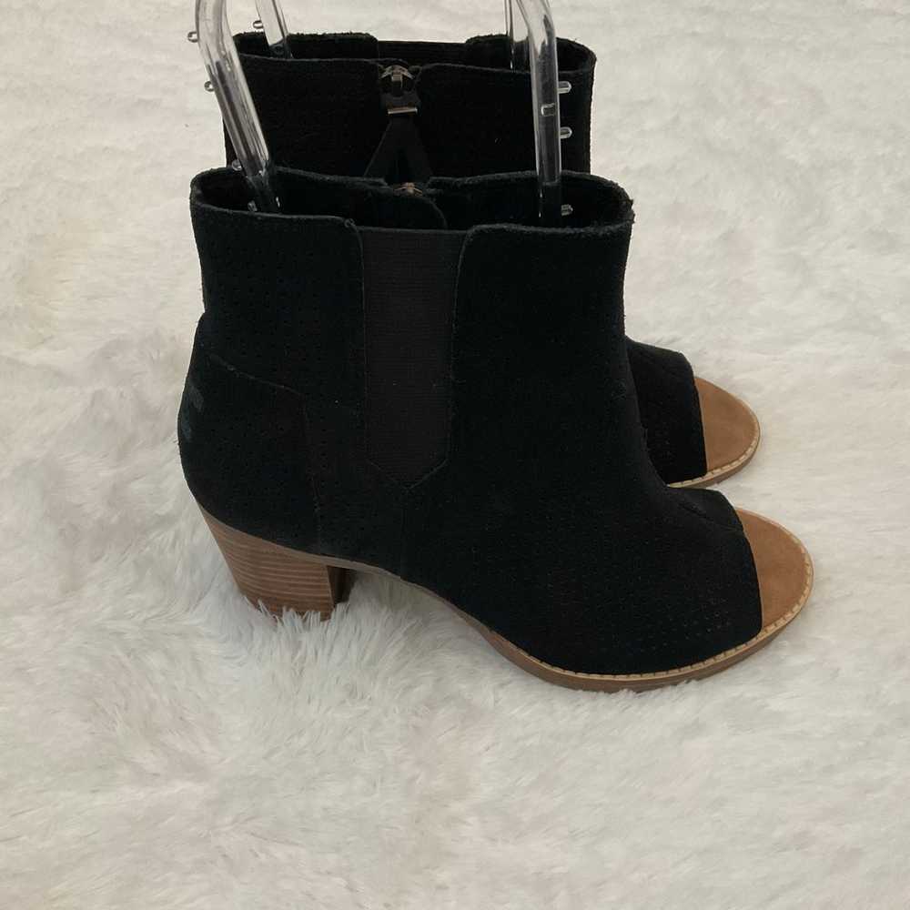 Tom’s Majorca Black Suede Peep Toe Booties - Size… - image 6