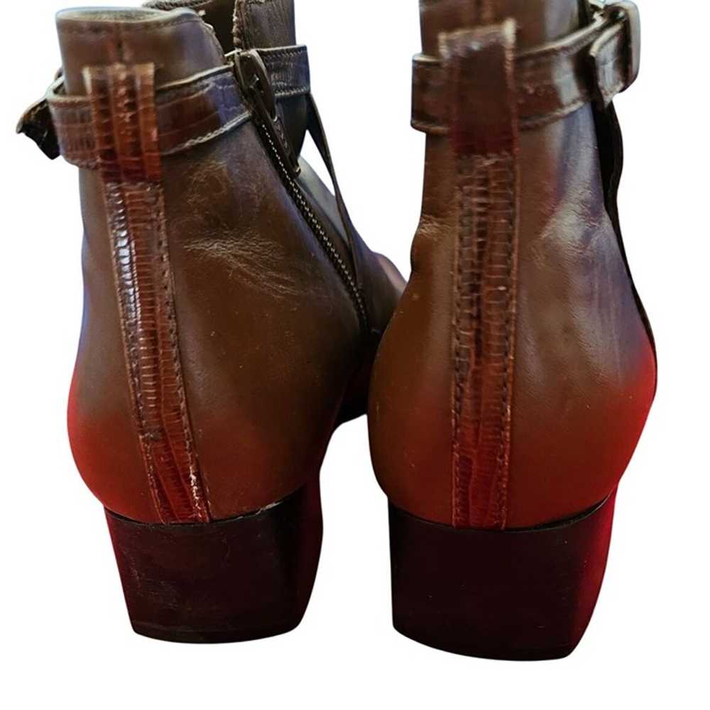 Brown Leather Ankle Boots With Straps & Zipper Cl… - image 3