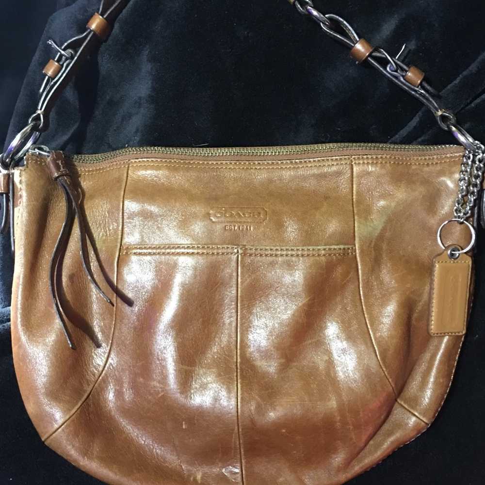 BROWN LEATHER COACH BAG - image 1