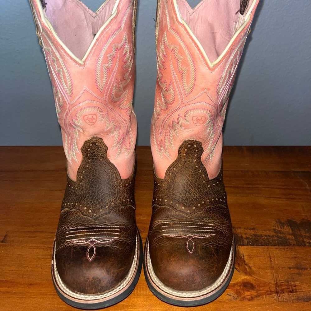 Ariat FatBaby Western Cowgirl Brown Pink Boots Wo… - image 1