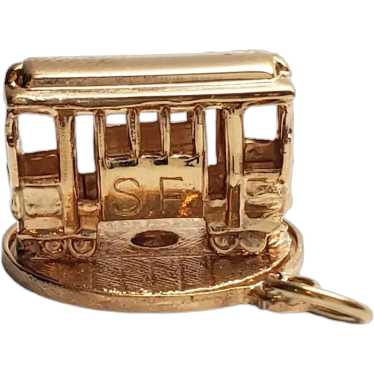 14K Yellow Gold Rotating Cable Car Charm #20280