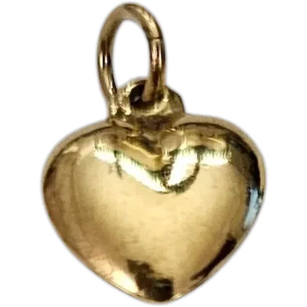 14K Yellow Gold Puffy Heart Pendant, L812 - image 1