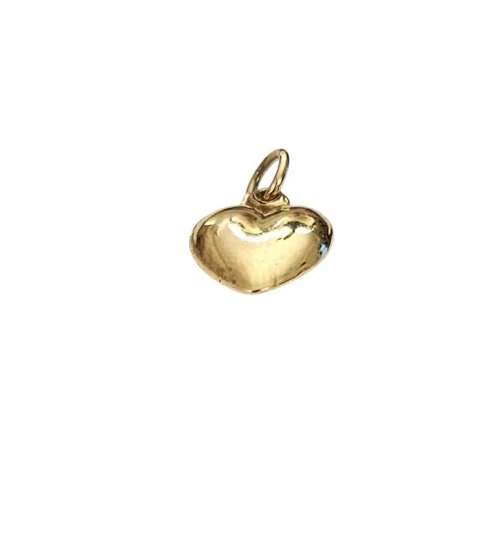 14K Yellow Gold Puffy Heart Pendant, L812 - image 2