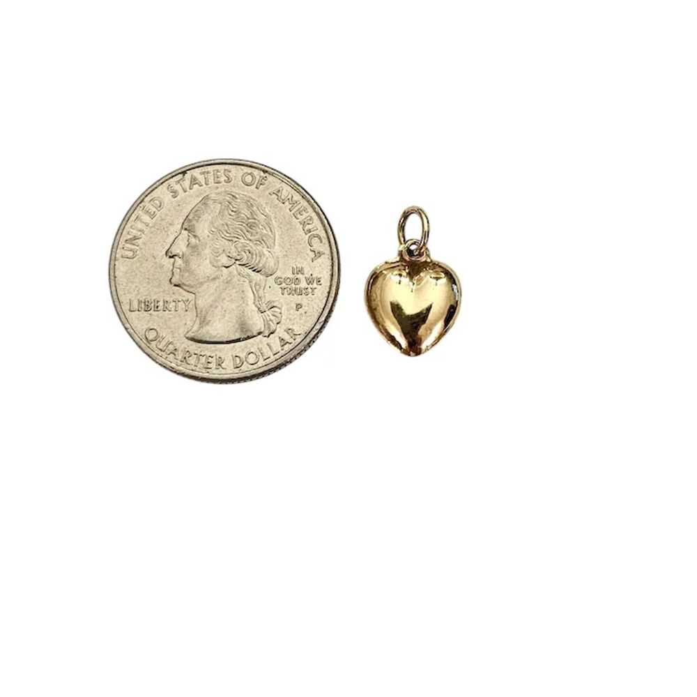 14K Yellow Gold Puffy Heart Pendant, L812 - image 5