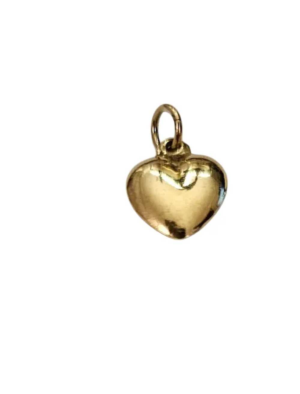 14K Yellow Gold Puffy Heart Pendant, L812 - image 8