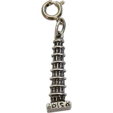 800 Silver Vintage Leaning Tower Of Pisa Charm Pe… - image 1