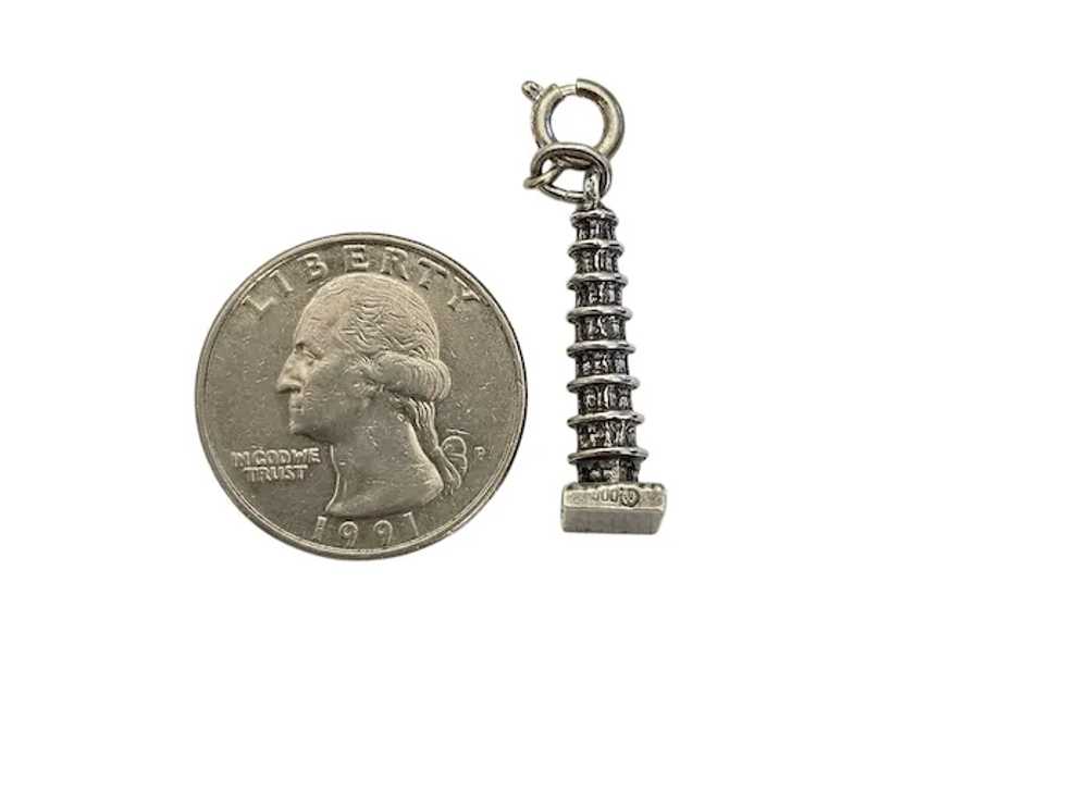 800 Silver Vintage Leaning Tower Of Pisa Charm Pe… - image 7