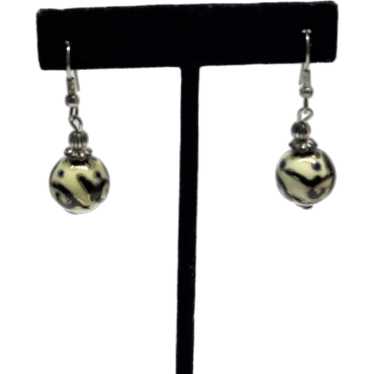 Vintage enamel ball dangle earrings - image 1