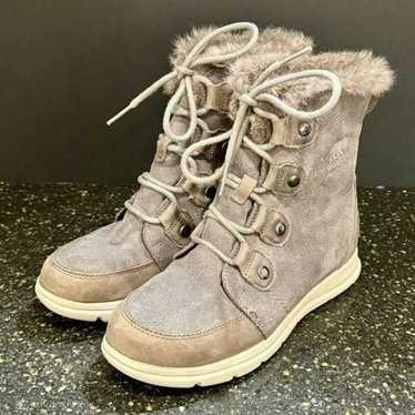 Sorel Explorer Joan Suede Boots. Size 6.5. Gray.