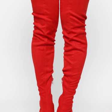 Fashion nova red suede thigh high boots size 10 wi