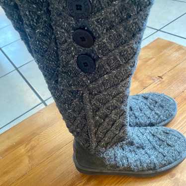 Uggs Cardy Knit Convertible Boots Charcoal Gray