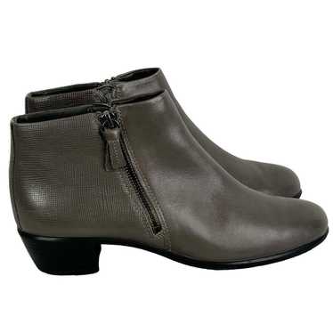 ECCO TOUCH Leather Ankle Booties Gray Taupe Size … - image 1