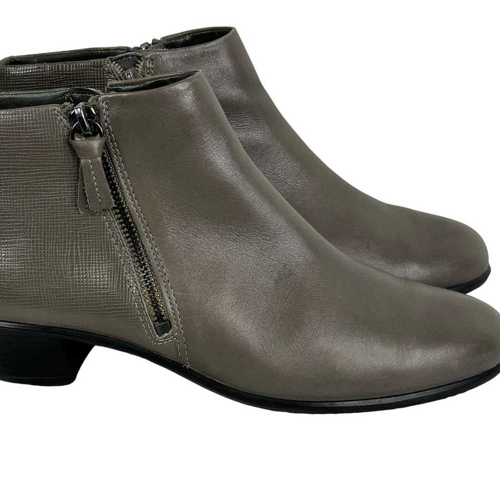 ECCO TOUCH Leather Ankle Booties Gray Taupe Size … - image 2