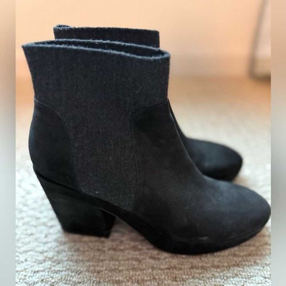 Eileen Fisher Black Knit Sued Platform Booties GU… - image 1