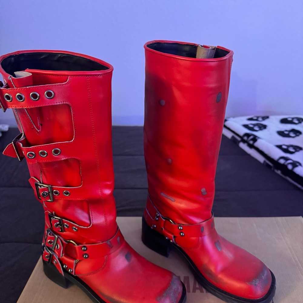 Steve Madden red leather Rocky boots - image 1