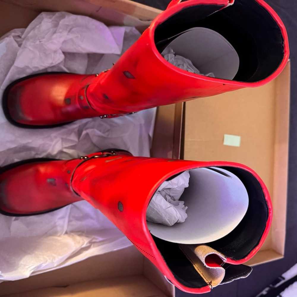 Steve Madden red leather Rocky boots - image 2