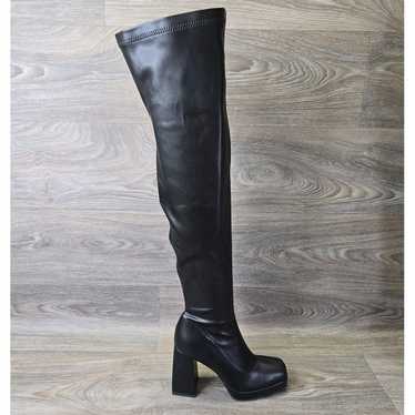 Dolls Kill Simmi Black Aviva Knee High Boots Women