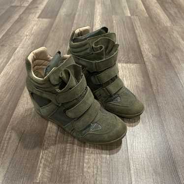 Green Suede Wedge Sneakers - image 1