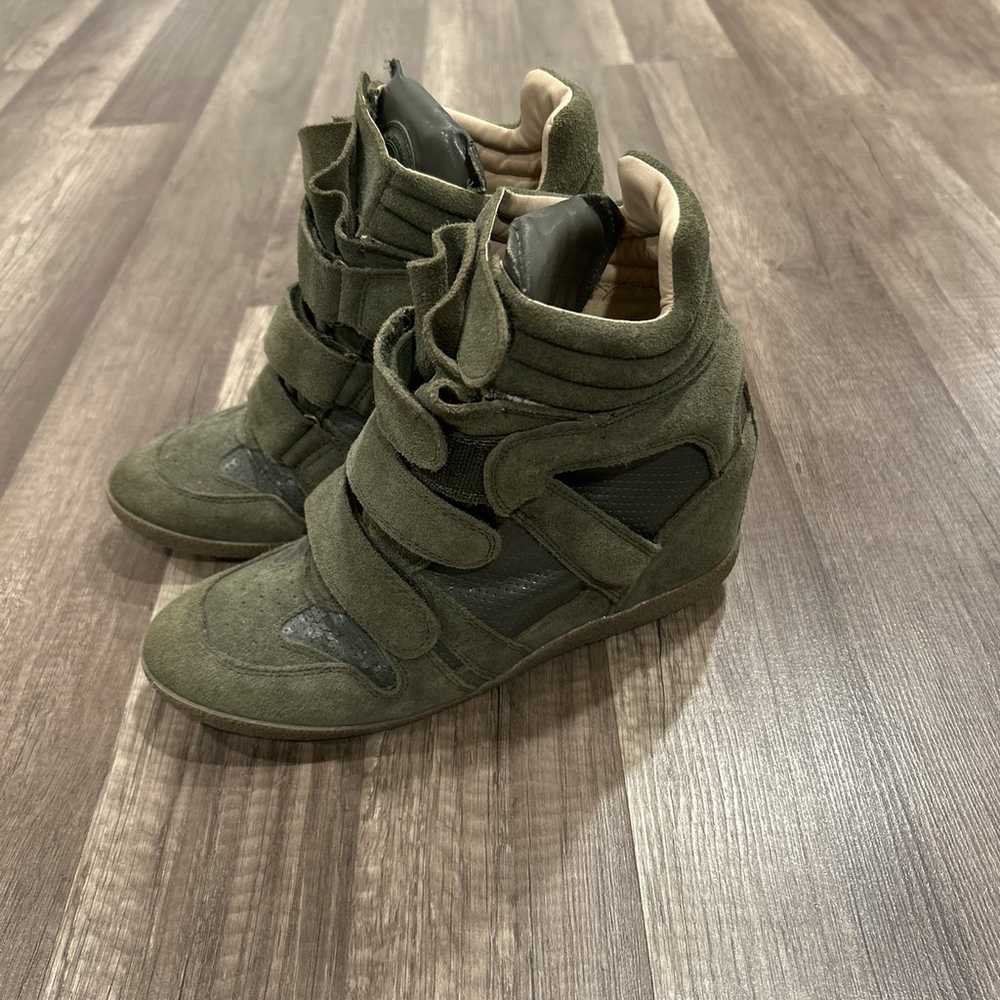 Green Suede Wedge Sneakers - image 3