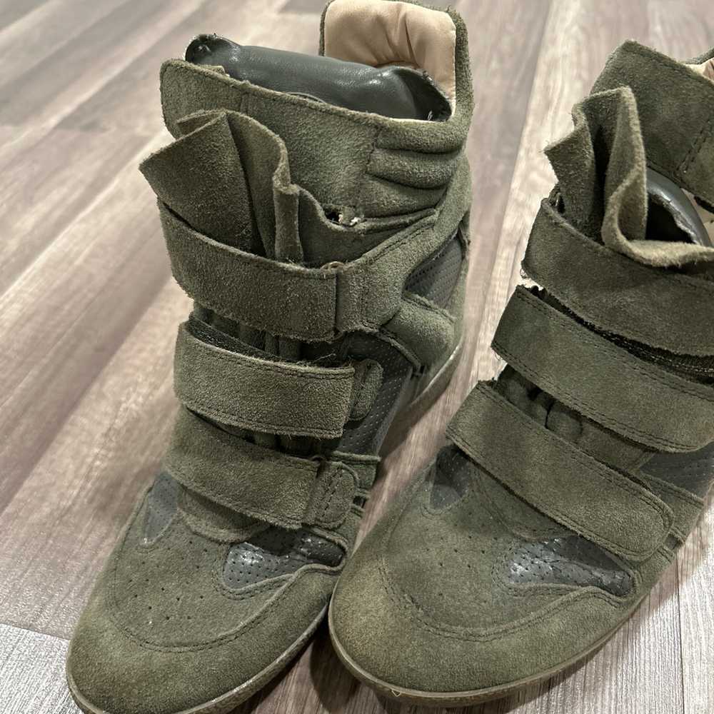 Green Suede Wedge Sneakers - image 7