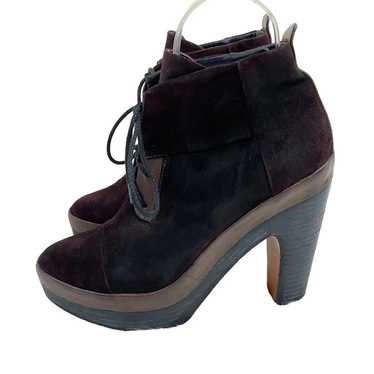 Rag & Bone Oxblood Suede Lace Up Ankle Boots Stac… - image 1