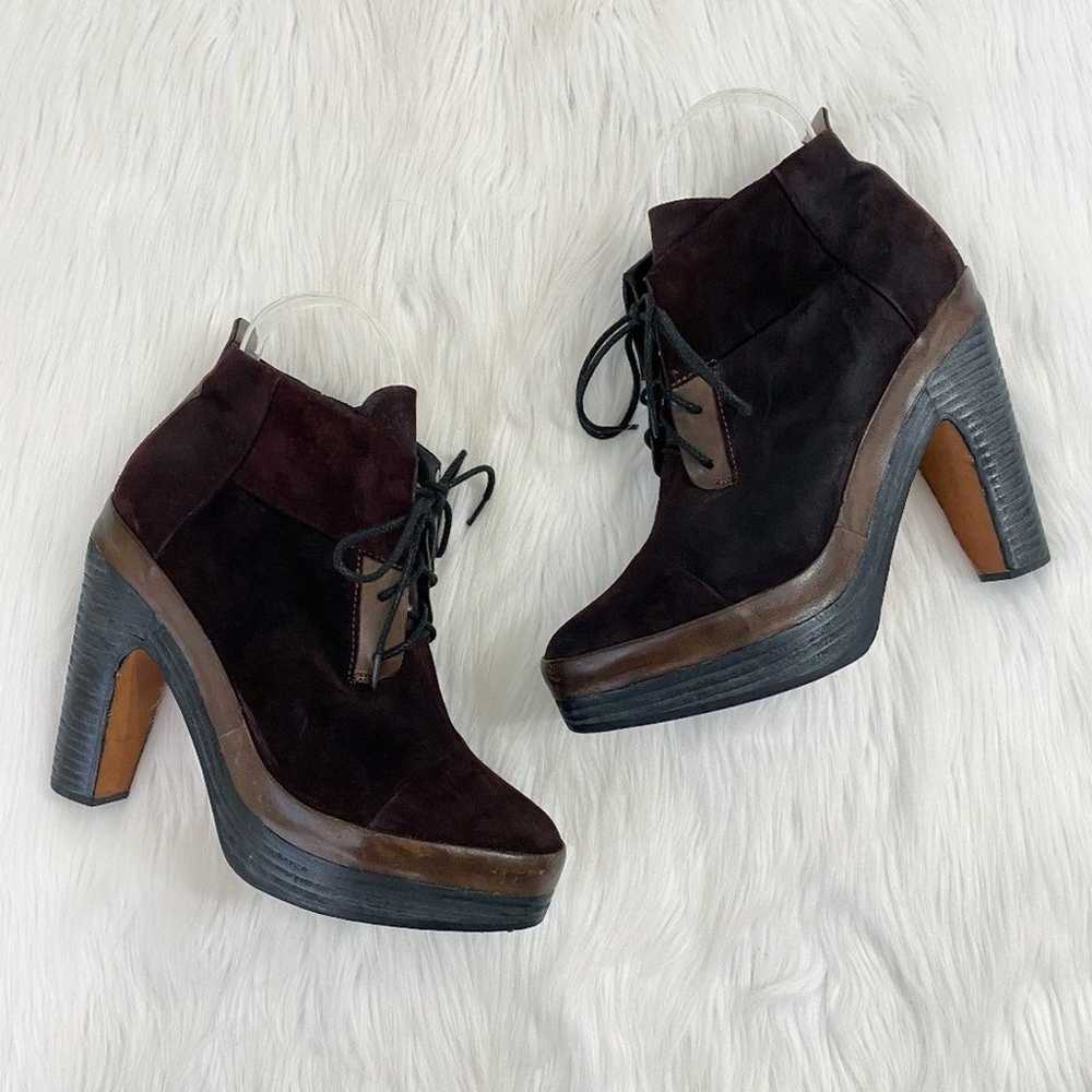 Rag & Bone Oxblood Suede Lace Up Ankle Boots Stac… - image 2