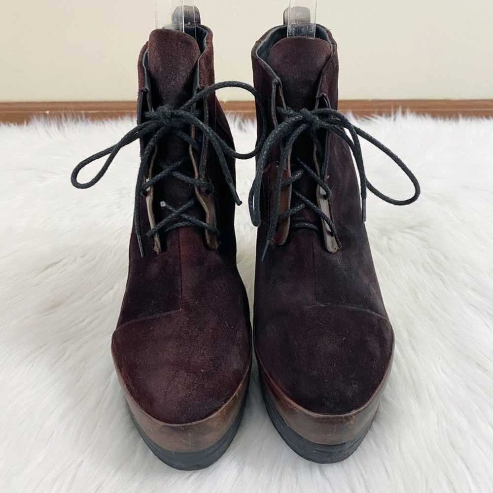 Rag & Bone Oxblood Suede Lace Up Ankle Boots Stac… - image 4