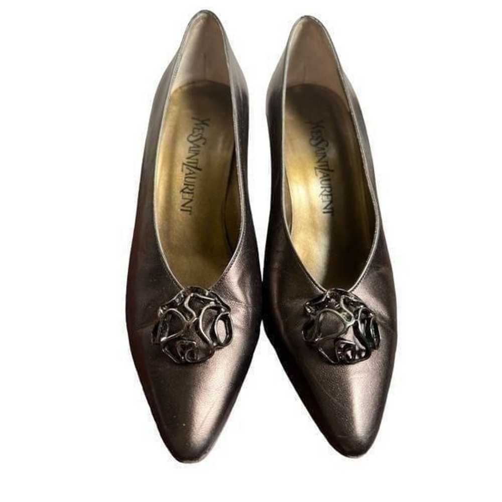 Yves Saint Laurent vintage pewter heels with meta… - image 5