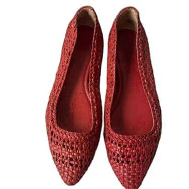 frye Womens regina Leather Point toe woven Red bal