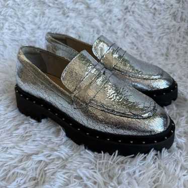 SCHUTZ Christie Studs Silver Cracked Leather Lug S