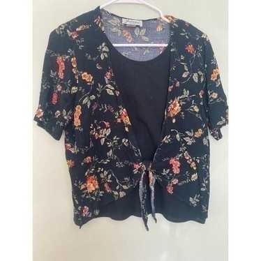 Vintage Tie Front Floral Top Joanna 1990s - image 1