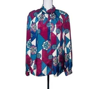 Vintage printed turtleneck blouse - image 1