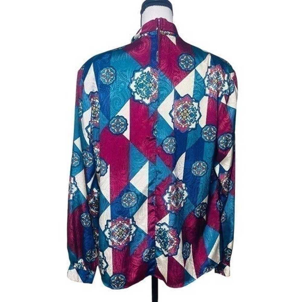 Vintage printed turtleneck blouse - image 3