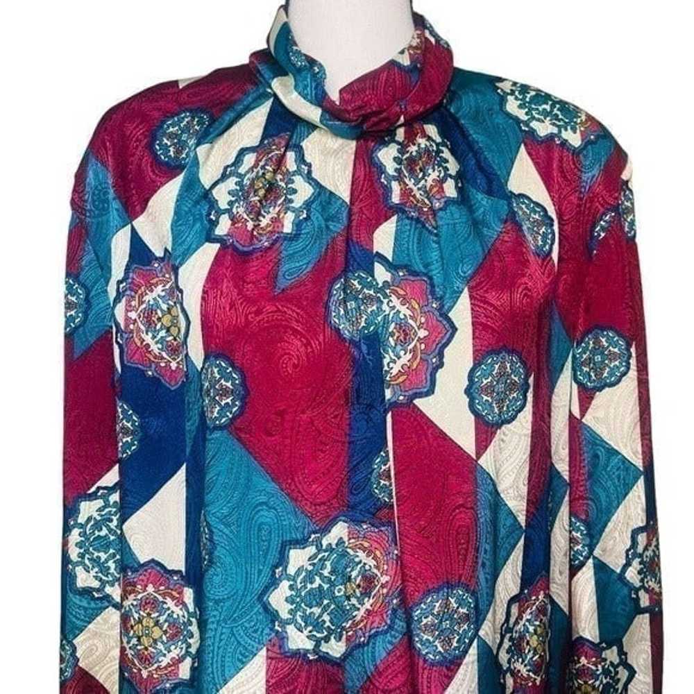 Vintage printed turtleneck blouse - image 4