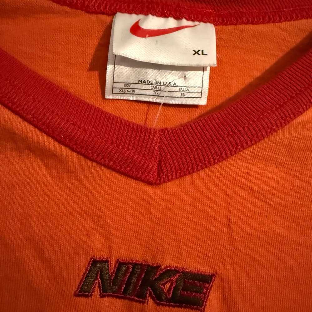 Vintage Nike Orange Red Shirt Swoosh Embroidered … - image 2