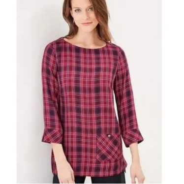 J. Jill Purple Plum Plaid Tunic Blouse Womens siz… - image 1