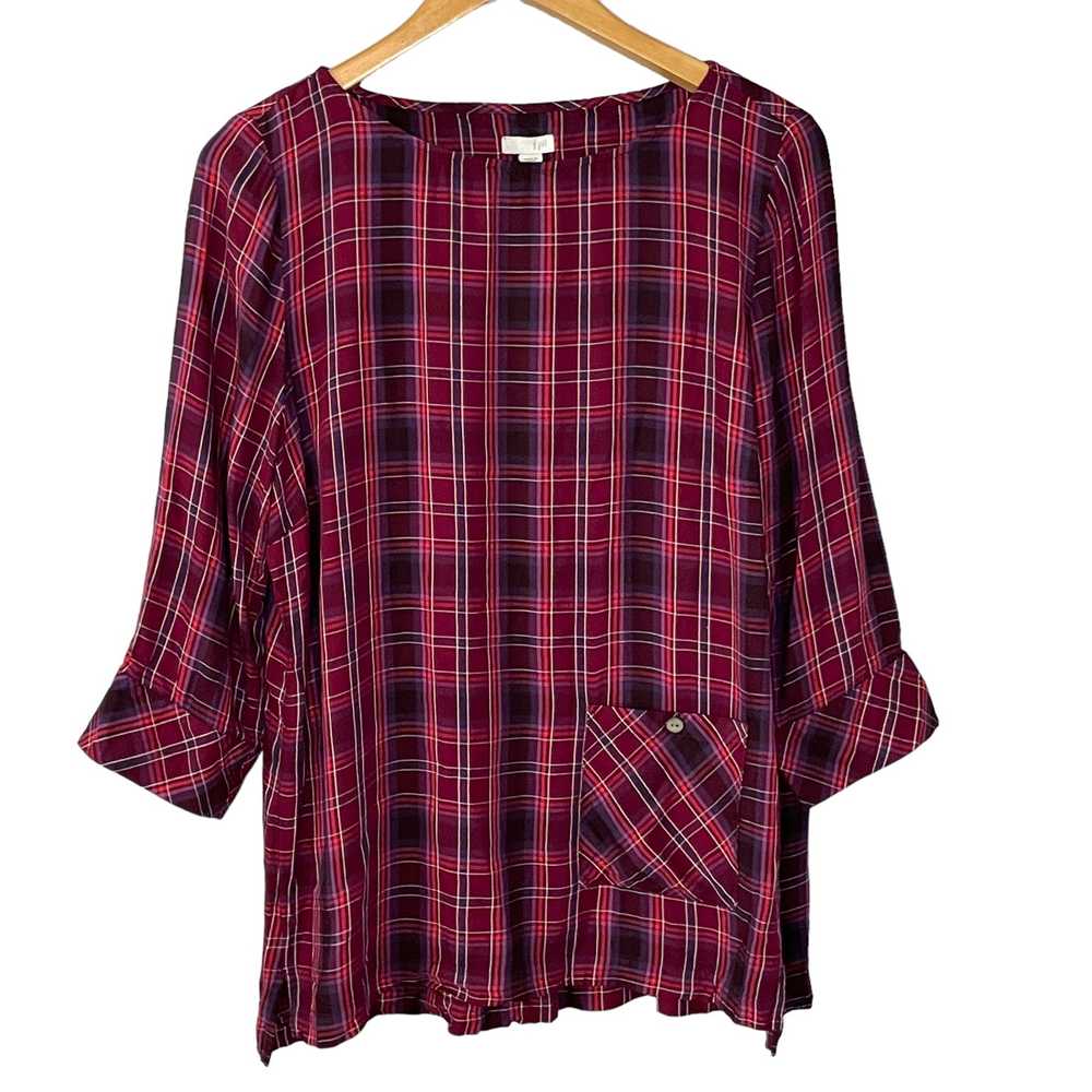 J. Jill Purple Plum Plaid Tunic Blouse Womens siz… - image 2