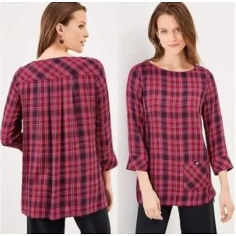 J. Jill Purple Plum Plaid Tunic Blouse Womens siz… - image 6