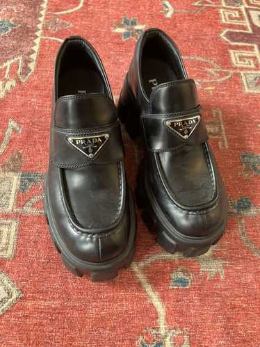 Prada Prada Monolith Brushed Leather Loafers