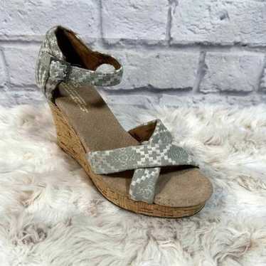 Toms Wedges Womens 7 Sienna Cork Sage Green Ankle… - image 1