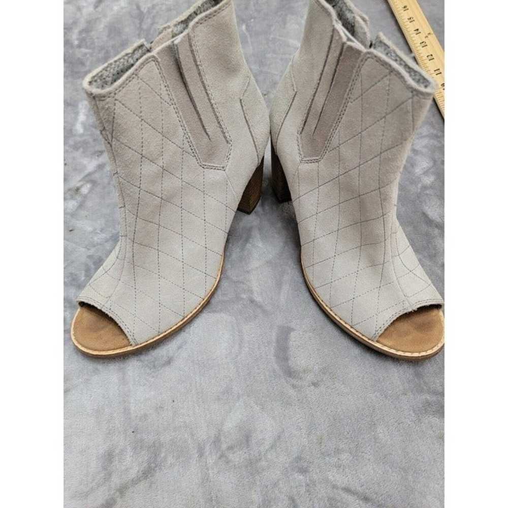 TOMS Majorca Grey Suede Peep Toe Block Heel zip u… - image 3