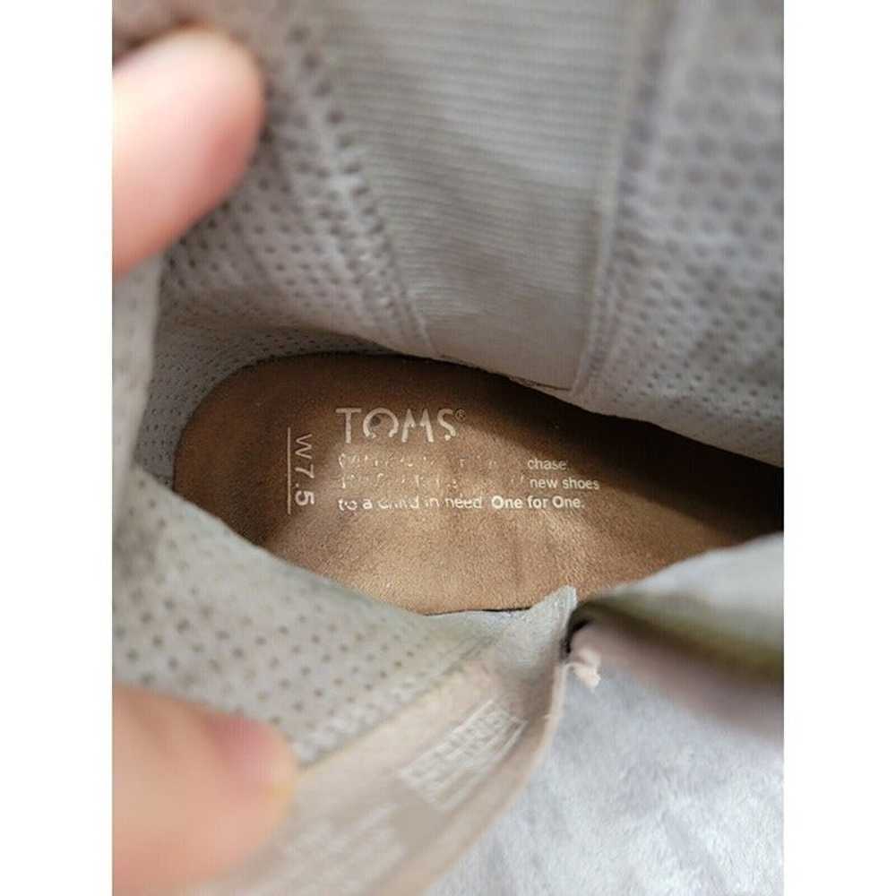 TOMS Majorca Grey Suede Peep Toe Block Heel zip u… - image 7