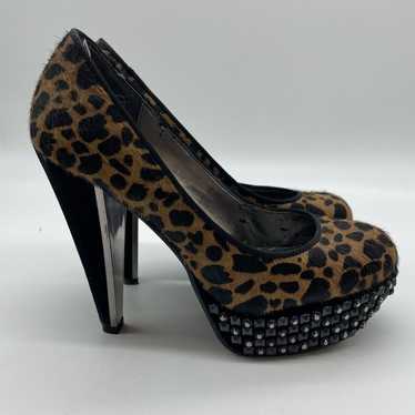 Sam Edelman Calf Hair Leopard Print Studded Heels - image 1