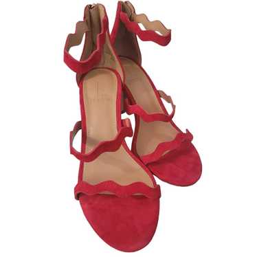 J by J Crew 6.5 Red leather Ankle Heel Pumps Open… - image 1