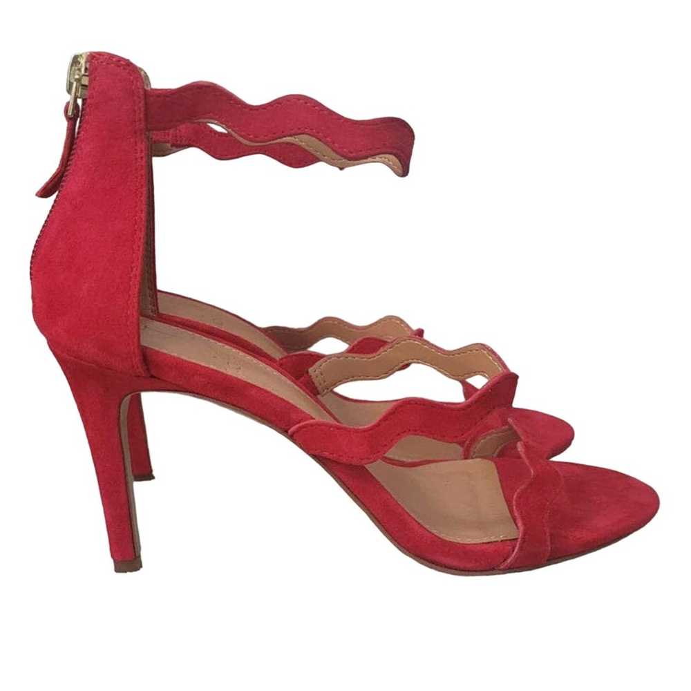 J by J Crew 6.5 Red leather Ankle Heel Pumps Open… - image 2