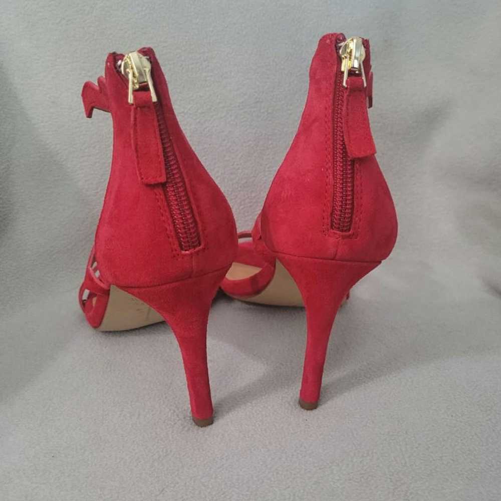 J by J Crew 6.5 Red leather Ankle Heel Pumps Open… - image 5