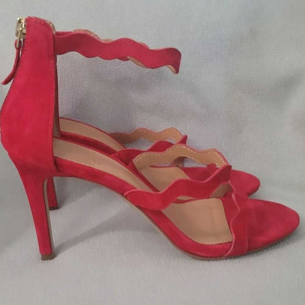 J by J Crew 6.5 Red leather Ankle Heel Pumps Open… - image 6