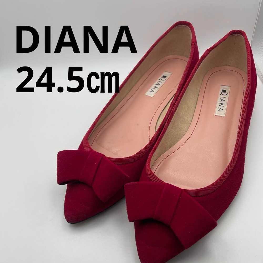 DIANA Ribbon Flat Shoes Red Suede Pumps - image 1